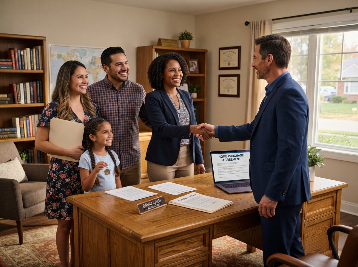 A family meeting with housing professionals