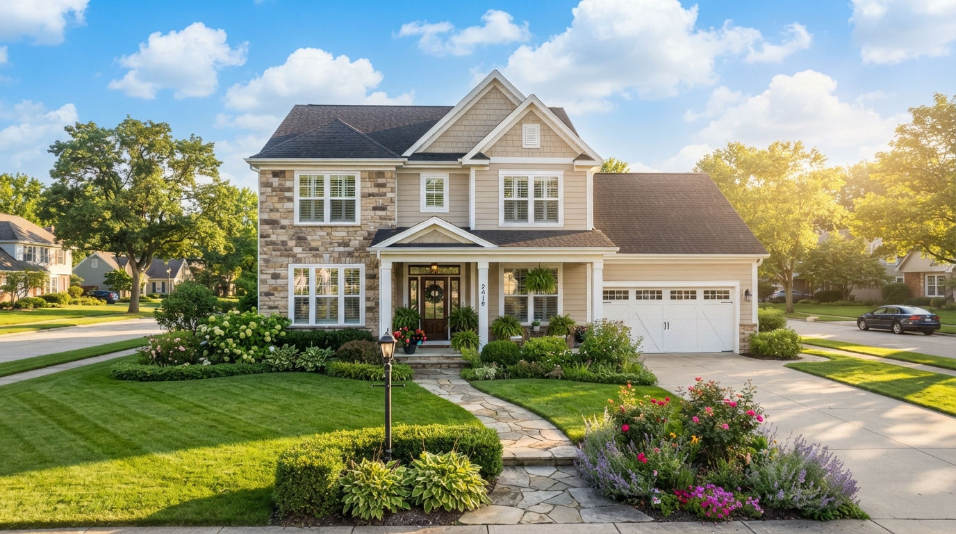 A welcoming home with a landscaped front garden